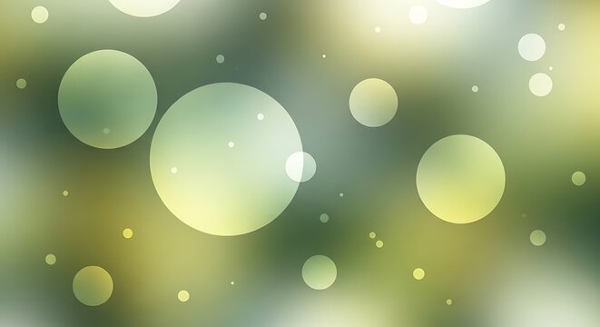 Abstract green bokeh background design with glowing circles and light spots