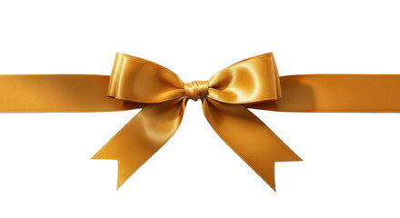 Golden ribbon tied in a bow isolated PNG with Transparent Background