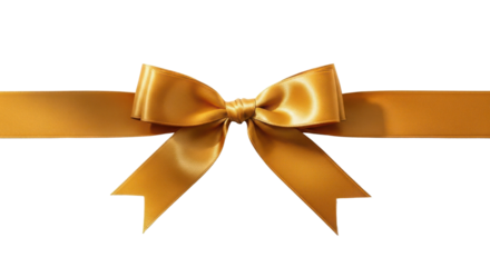 Golden ribbon tied in a bow isolated PNG with Transparent Background