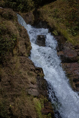 High-speed photography of a beautiful waterfall. Freezing the water action.