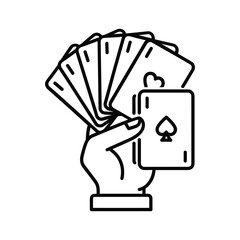 Hand holding playing cards vector icon design, can be used for web, mobile, and print isolated on