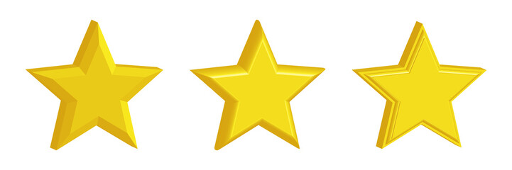 3d star icons. Transparent PNG