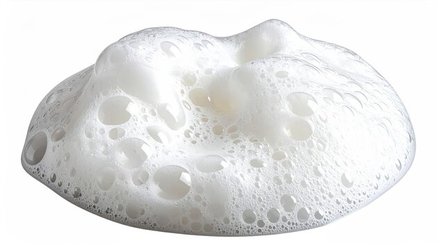 Heap of fluffy white foam with shiny bubbles