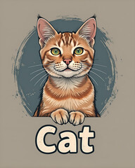 Cute Cat Portrait Illustration