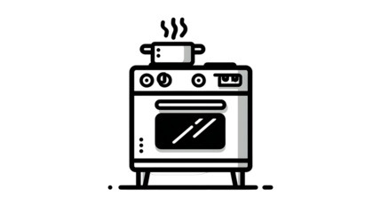 Minimal line icon of a stove for cooking