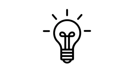 Minimalist line icon of a light bulb representing an idea