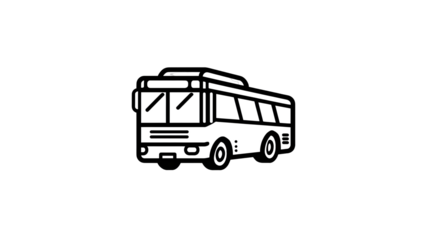 Minimalist line icon of a bus public transport vehicle
