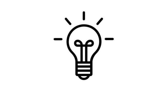 Minimalist line icon of a light bulb representing an idea