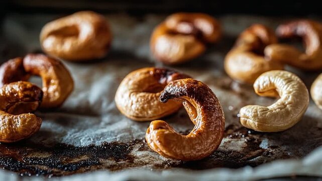 A selection of pretzels resting on a sheet of paper, ideal for use in food or snack-related content