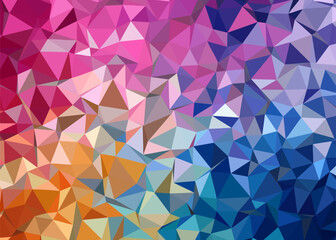 Fototapeta premium Vibrant polygonal mosaic background with a spectrum of warm to cool color triangles creating a crystal-like texture