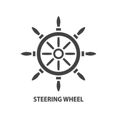 Obraz premium Ship steering wheel glyph icon. Symbol of navigation, cruise, travel, adventure. Vector illustration.