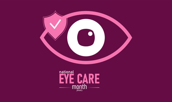 National Eye Care Month Poster Banner and Background Design Template with Eye Icon Vision Check Glasses and Medical Illustration for Vision Health Awareness Optometry Prevention and Eye Protection