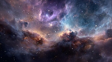 Fototapeta premium Vibrant deep space nebula with colorful cosmic clouds and stars
