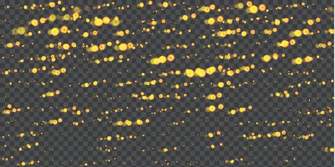 Golden Bokeh Light Overlay on Transparent Background