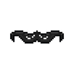 Fototapeta premium Pixel art black moustache graphic design illustration