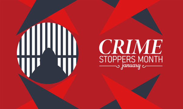 Crime Stoppers Month Poster Banner and Background Design Template Featuring Magnifying Glass, Police Badge, and Security Icon Illustration for Crime Prevention, Public Safety, and Community Awareness - Powered by Adobe