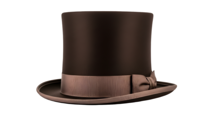 Dark Brown Top Hat with Satin Ribbon headwear formal