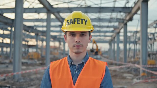 Construction hat with the word Safety.