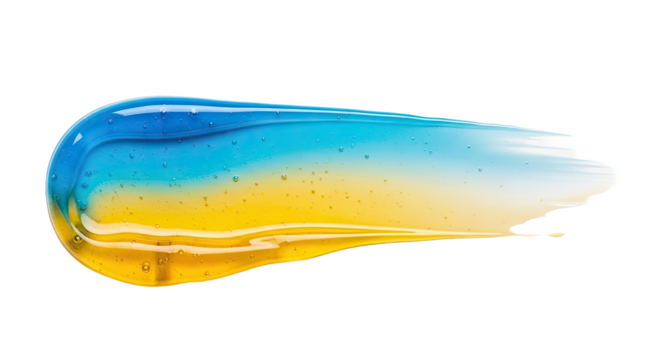 Split tone gel smear combining two colors across white background