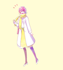 外出する女性　笑顔　冬　笑いかける