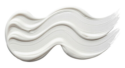 Thick layered lotion smear forming abstract waves on white