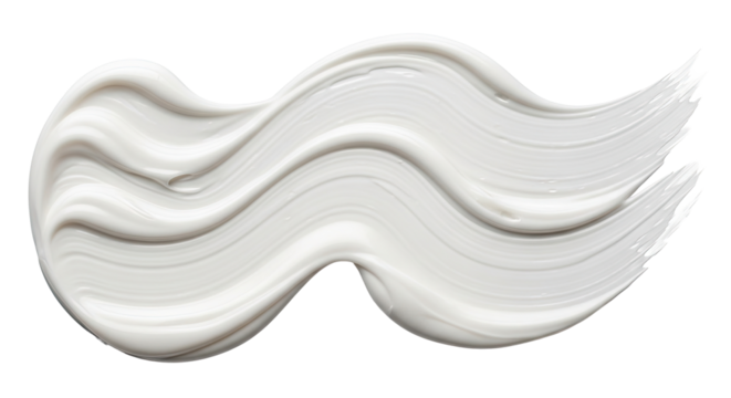 Thick layered lotion smear forming abstract waves on white - Powered by Adobe