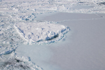 Sea of Okhotsk With drift ice in Abashiri, Hokkaido, Japan