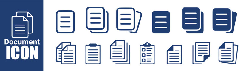 Simple blue document and file icons for various paperwork and data management tasks