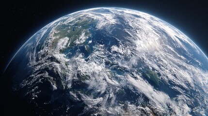 Stunning view of Earth from space showing continents and cloud formations