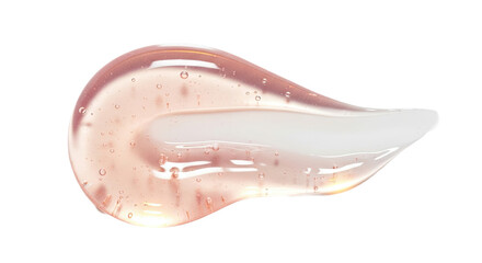 Ribbon gloss serum smear with luminous edges on white background