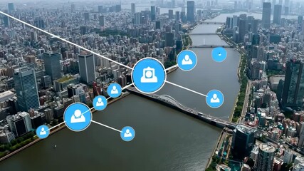 Exploring a vibrant urban landscape along the river with modern architecture and technology connectivity - Powered by Adobe