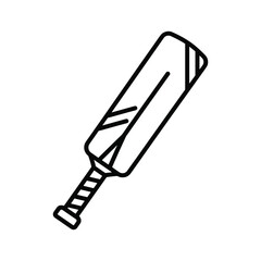 Cricket bat line art isolated on, a simple and clean illustration for sports equipment