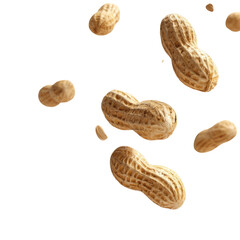 Peanuts in mid-air, scattered