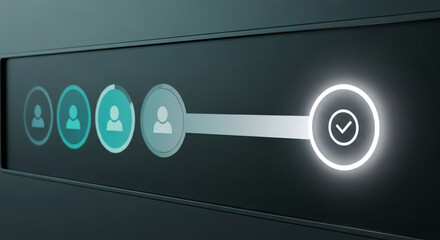Successful User Selection Process Workflow Diagram with Glowing Checkmark