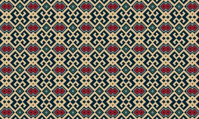 Seamless ethnic pattern design vector, geometric tribal textile wallpaper background, aztec ornament art