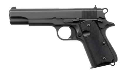 Black Semi- Automatic Pistol on Black Background handgun