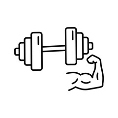 Dumbbell and muscular arm isolated on, representing strength, fitness, and bodybuilding