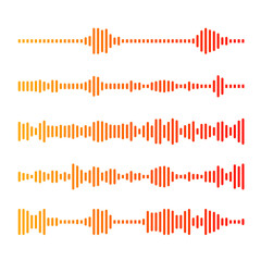 Colorful gradient podcast sound wave visualization. Audio interfaces. Dynamic waveform for music, streaming, app or media players.