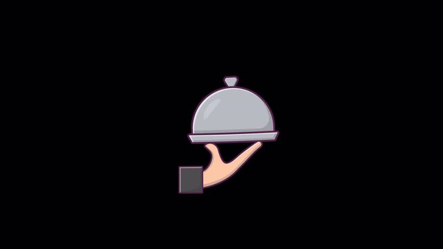 Hand Holding Serving Cloche Animation Video - Transparent