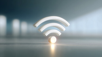 Abstract glowing wireless network symbol for internet technology signal communication design
