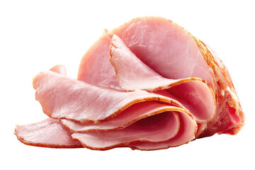Sliced ham, stacked and curled