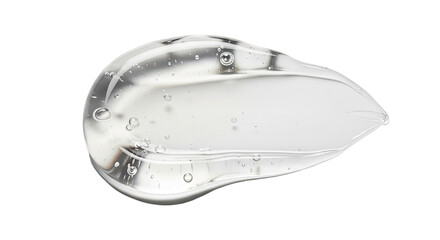 Ultra glossy transparent gel smear glowing smoothly on pure white background