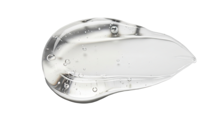 Ultra glossy transparent gel smear glowing smoothly on pure white background