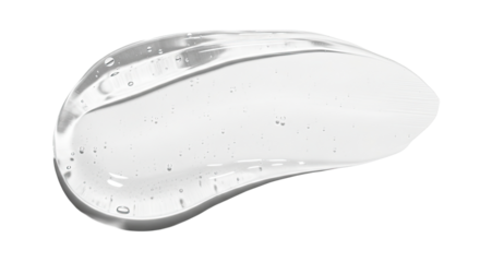 Transparent cooling gel smear with water like clarity on bright white