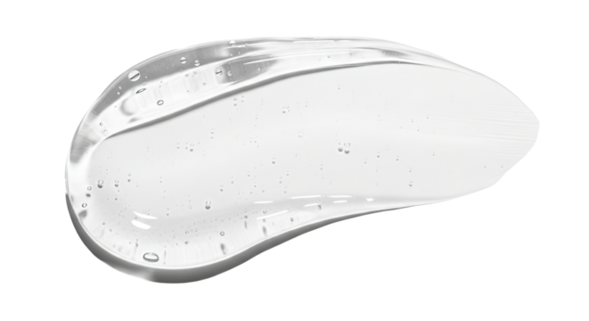 Transparent cooling gel smear with water like clarity on bright white
