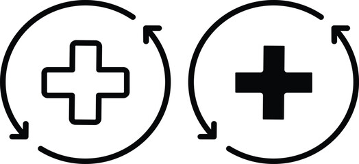 Continuous Medical Care First Aid Recovery Health Cycle Vector Silhouette and Pictogram...........eps