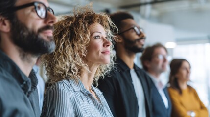 Group of professionals engaged in a collaborative business meeting in a modern office space