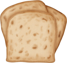 Watercolor Toasted Bread Slices