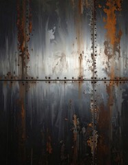 Rusty metal wall; bolted. Grunge texture