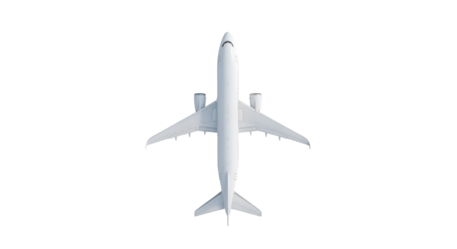 Top View of a White Airplane Keywords: airplane, aircraft, jet, passenger jet, commercial
